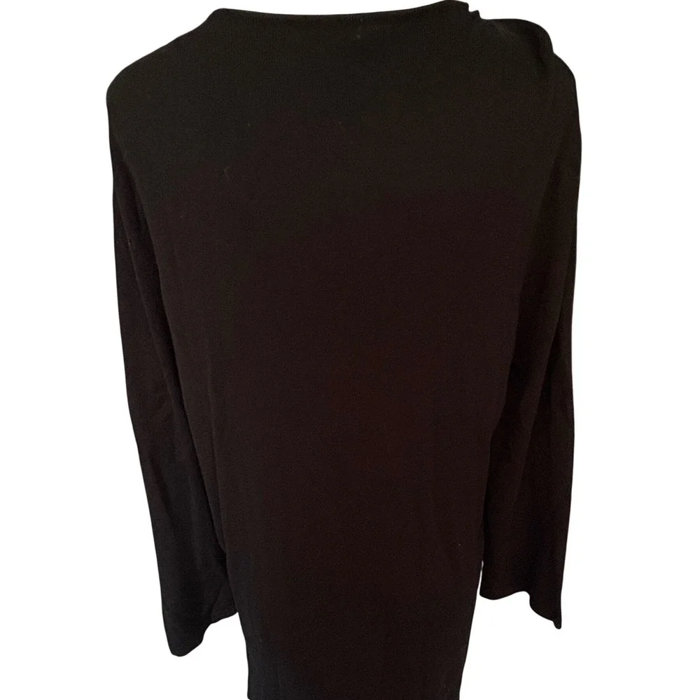 Apt 9 Woman Black Beaded Ruched V-Neck Knit Sweater Top Plus Size 1X Long Sleeve